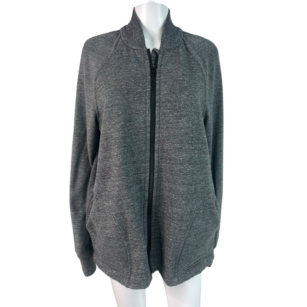 Lululemon Women's Gray Jacket Pleat To Street Bomber Pockets Full Zip Size 10